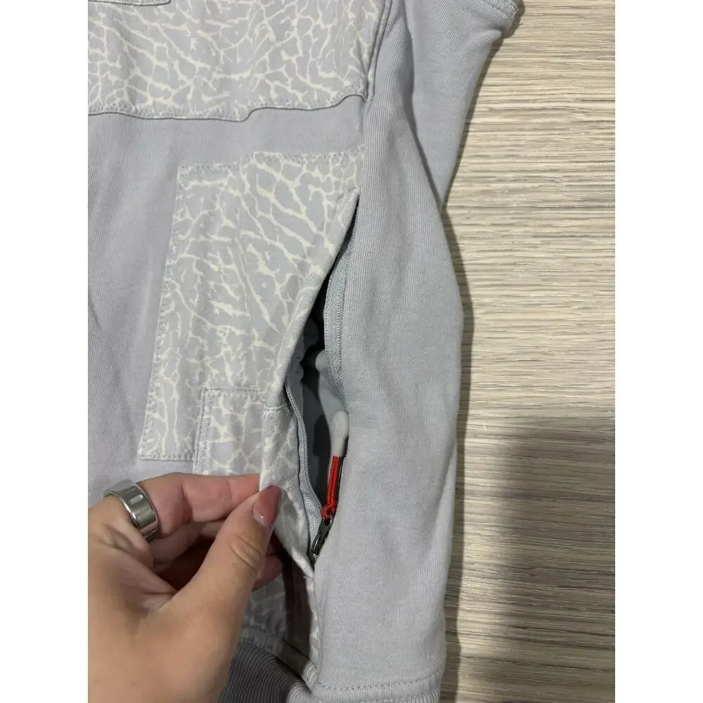 Jordan Elephant Print Patchwork Full Zip Jacket Men’s Large Gray Cotton Jumpman